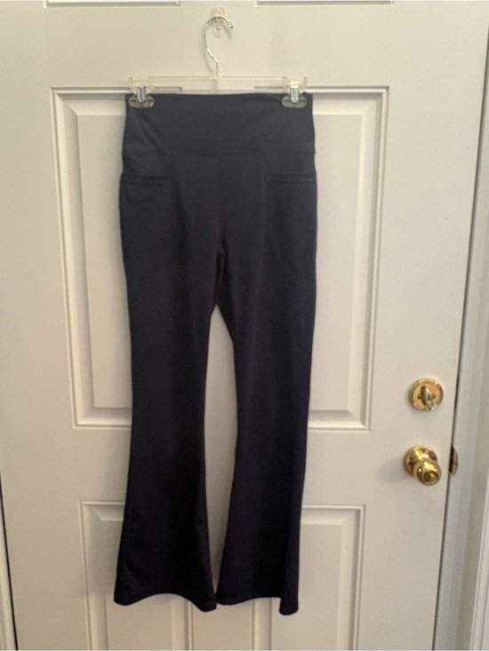 Pants - High-Waist Navy Blue Flare Yoga Pants - Women's